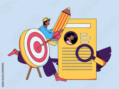 Job Interview People Flat Vector Concept Operation Hand Drawn Illustration
