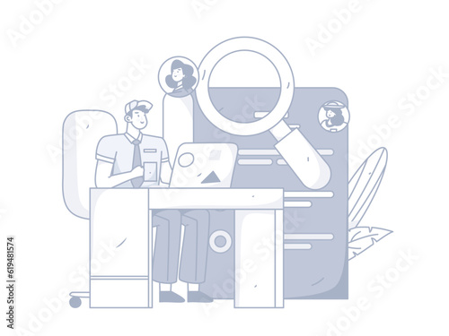 Job Interview People Flat Vector Concept Operation Hand Drawn Illustration
