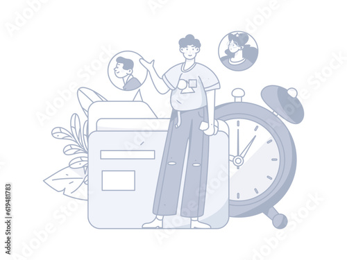 Job Interview People Flat Vector Concept Operation Hand Drawn Illustration
