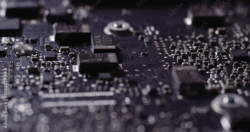 Integrated circuit board with processor close up. Integrated circuit board with processor close up.