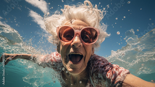 Elderly women swimming to protect the macular degeneration invigorate the brain photo