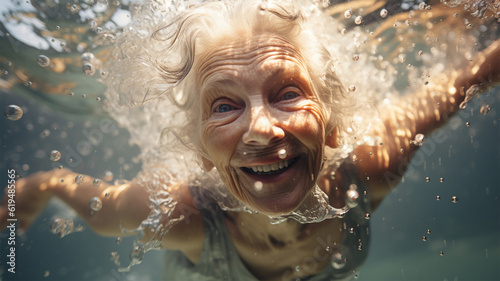 Elderly women swimming to protect the macular degeneration invigorate the brain © © Ai Factory