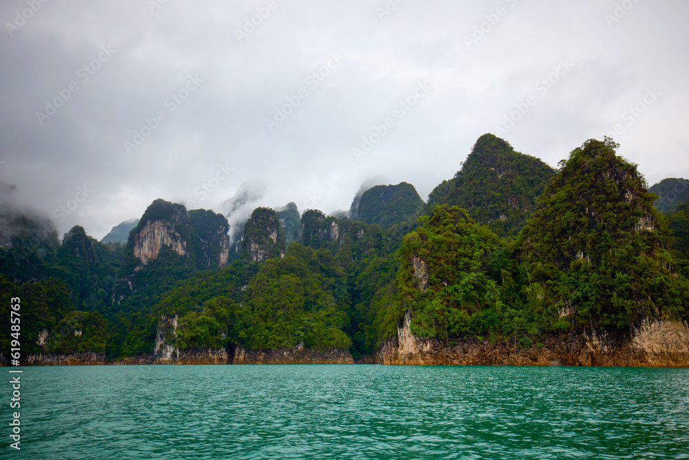 Landscape from Thailand, Khao Sok National Park, on a rainy day.