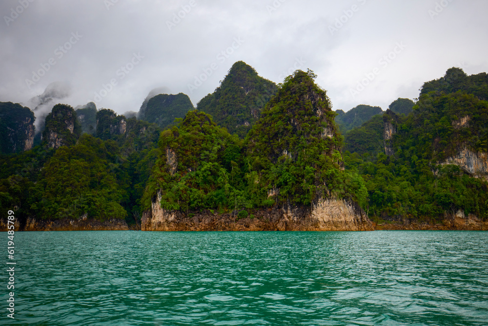 Landscape from Thailand, Khao Sok National Park, on a rainy day.