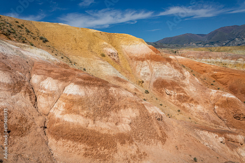 sandy canyon of different colors. geological study of earth and soil