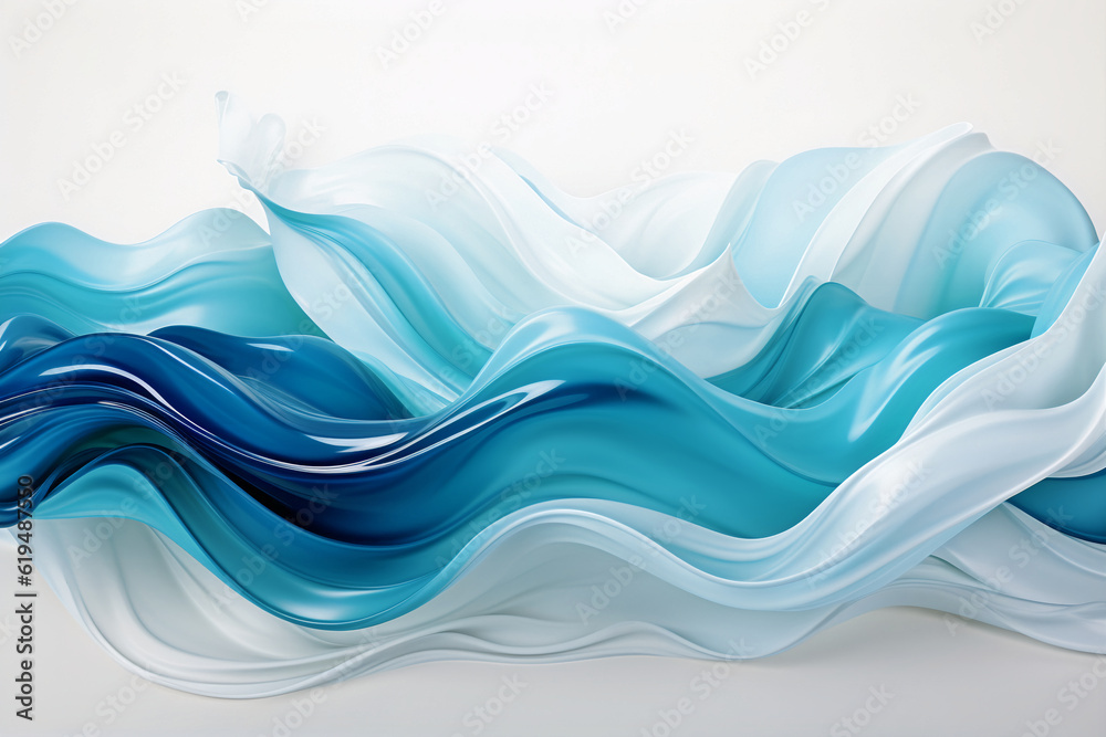 Abstract background with wavy lines. Blue smooth waves of liquid ...
