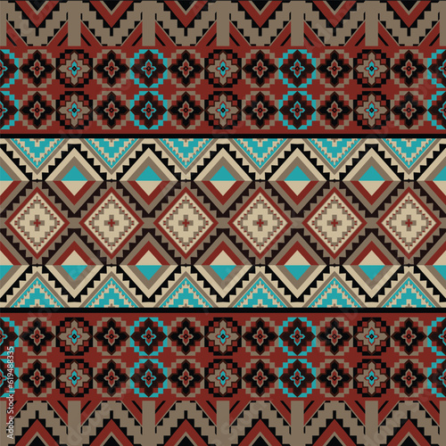 Tribal striped seamless pattern. Aztec geometric vector background. Can be used in textile design, web design for making of clothes, accessories, decorative paper, wrapping, envelope; backpacks,