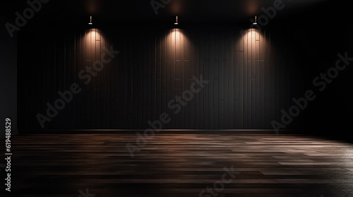 Wallpaper Mural dark rustic wall paint with a single light moody room, beautiful dark room with wall lamp and dramatic lighting, best for background concepts and ideas for business presentation background Torontodigital.ca