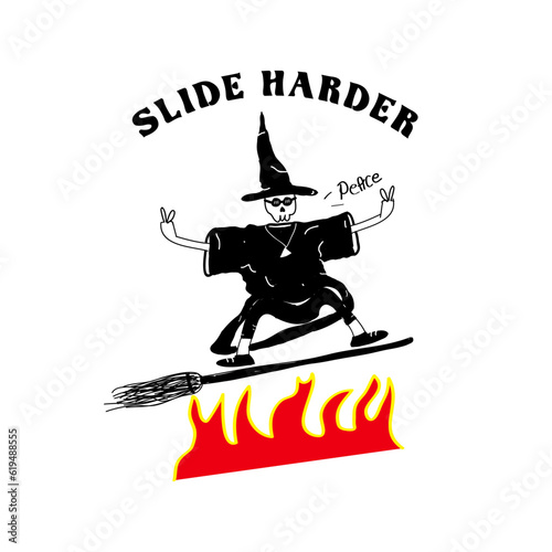 Hand drawn grim reaper for tee print and background wallpaper
