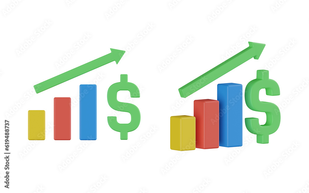 3d finance growth, analytics 3d render set, 2 view angel, transparent background 3d finance growth, analytics 3d render set, 2 view angel, transparent background