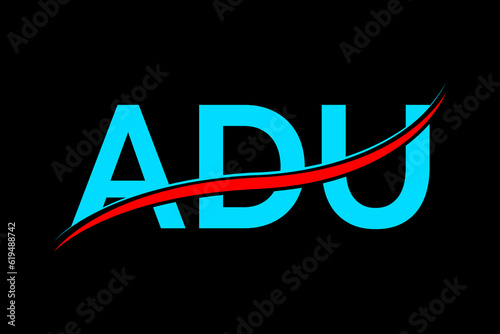 ADU logo. ADU latter logo with double line. ADU latter. ADU logo for technology, business and real estate brand photo