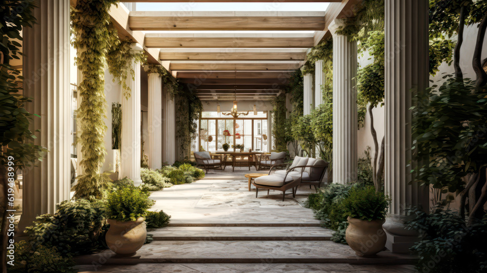 3D render roman style, Home and Garden Embracing the Timeless Elegance and Tranquility, Creating a Harmonious Fusion of Indoor and Outdoor Spaces 3D render roman style, Home and Garden Embracing the Timeless Elegance and Tranquility, Creating a Harmonious Fusion of Indoor and Outdoor Spaces