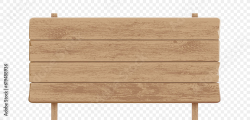 Empty wooden billboard. Template isolated on transparent background. vector mockup