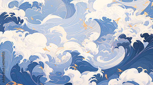 Wallpaper Mural Chinese classical pattern, wave pattern, classical pattern, horizontal version of wave pattern Torontodigital.ca