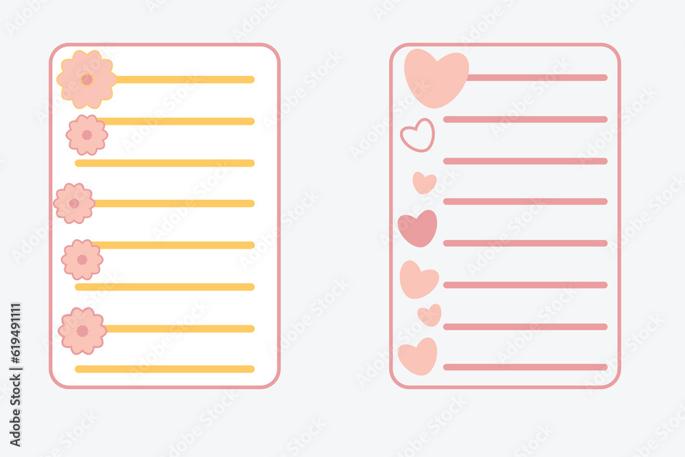 Hand drawn memo paper sheets notes for reminders, sticky note reminder to do list sticky tape pins Bullet journal elements in doodle style Vector Spring design Flower Heart Pink Information board Hand drawn memo paper sheets notes for reminders, sticky note reminder to do list sticky tape pins Bullet journal elements in doodle style Vector Spring design Flower Heart Pink Information board