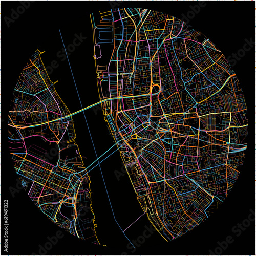 Colorful Map of Liverpool, North West England with all major and minor roads.