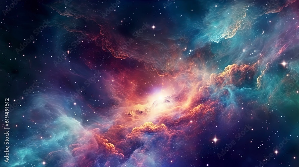 A colorful space galaxy cloud nebula against a starry night cosmos, showcasing the wonders of the universe, science, and astronomy, with a supernova background wallpaper A colorful space galaxy cloud nebula against a starry night cosmos, showcasing the wonders of the universe, science, and astronomy, with a supernova background wallpaper