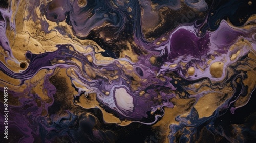 Luxury purple and gold liquid marble texture background