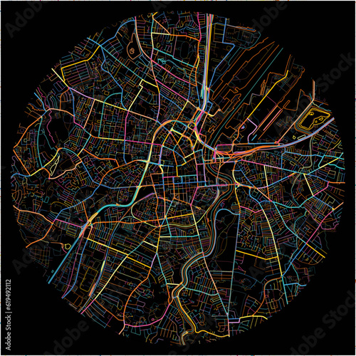 Colorful Map of Belfast, Belfast with all major and minor roads.