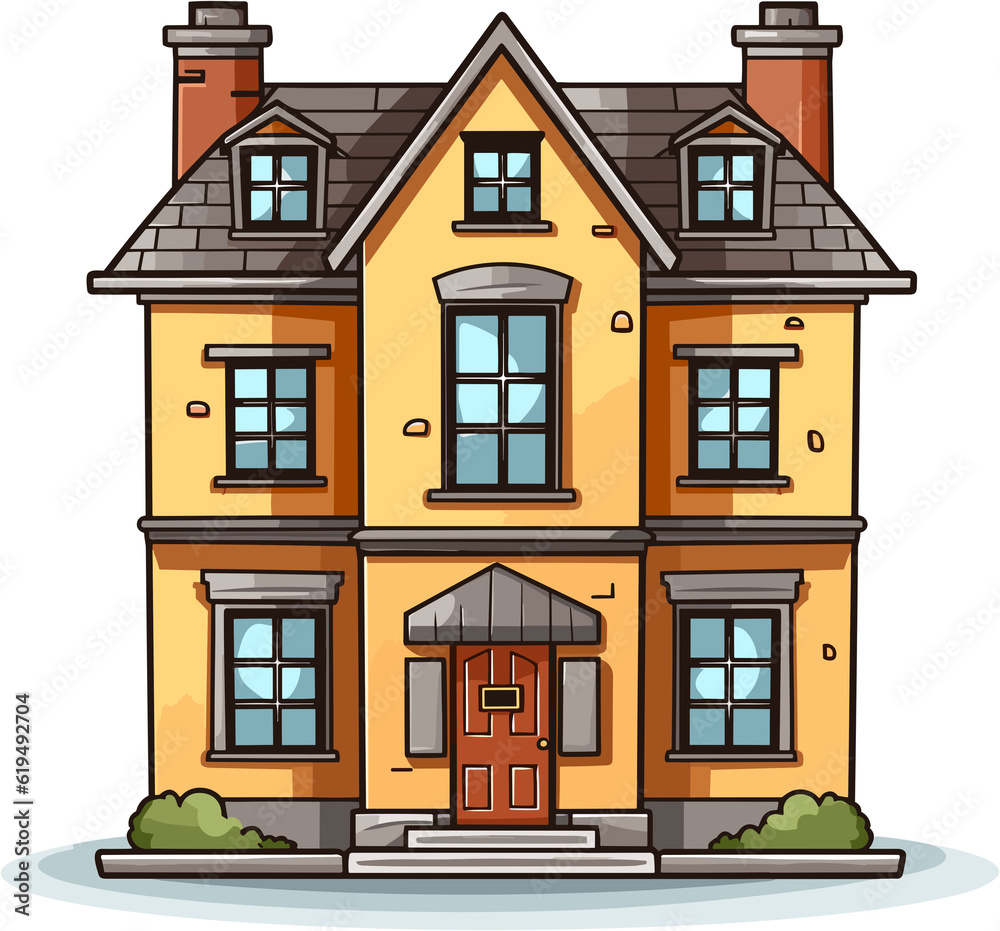 House Illustration in cartoon style AI Generative Image  