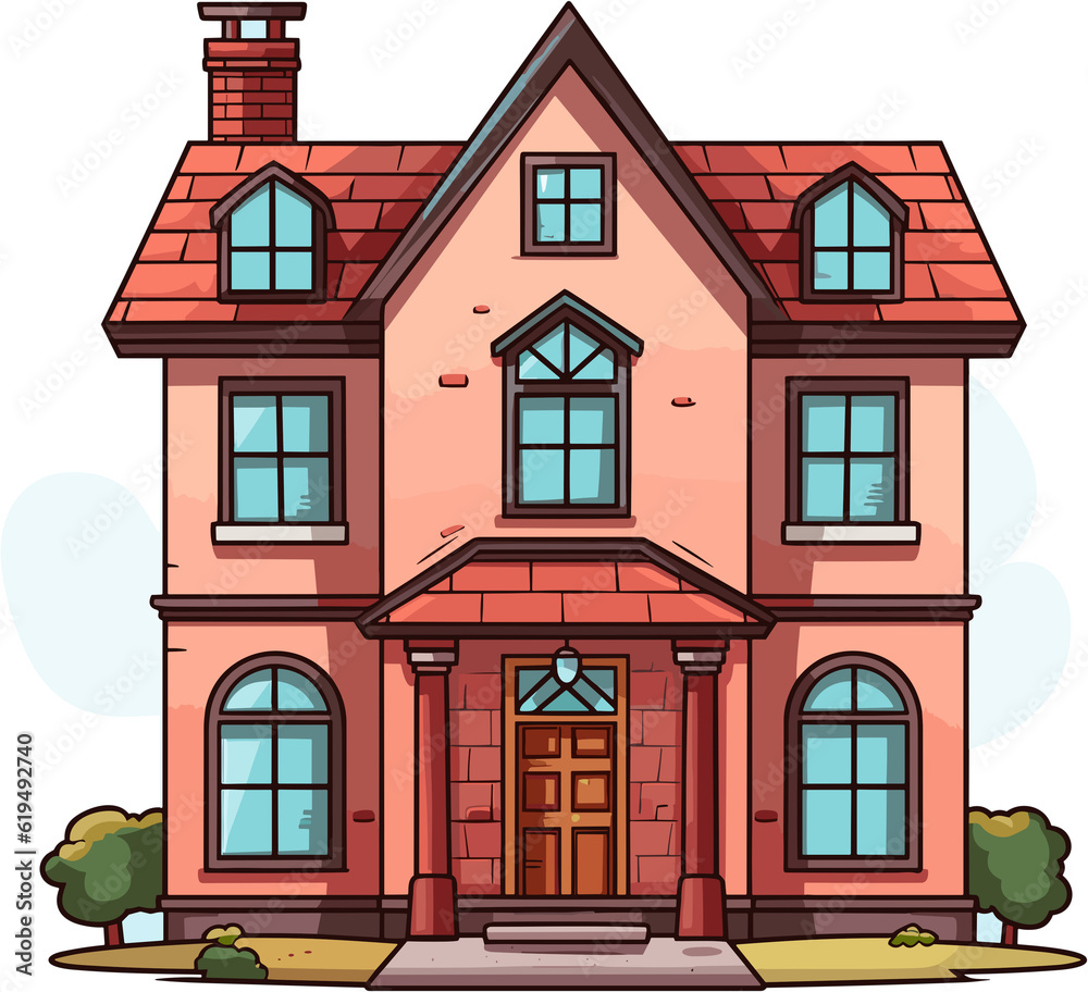 Obraz premium House Illustration in cartoon style AI Generative Image 