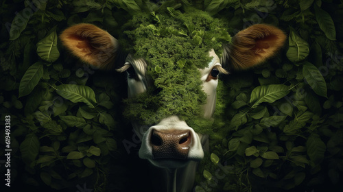 bull on the grass, a close up of a cow in grass, generative ai