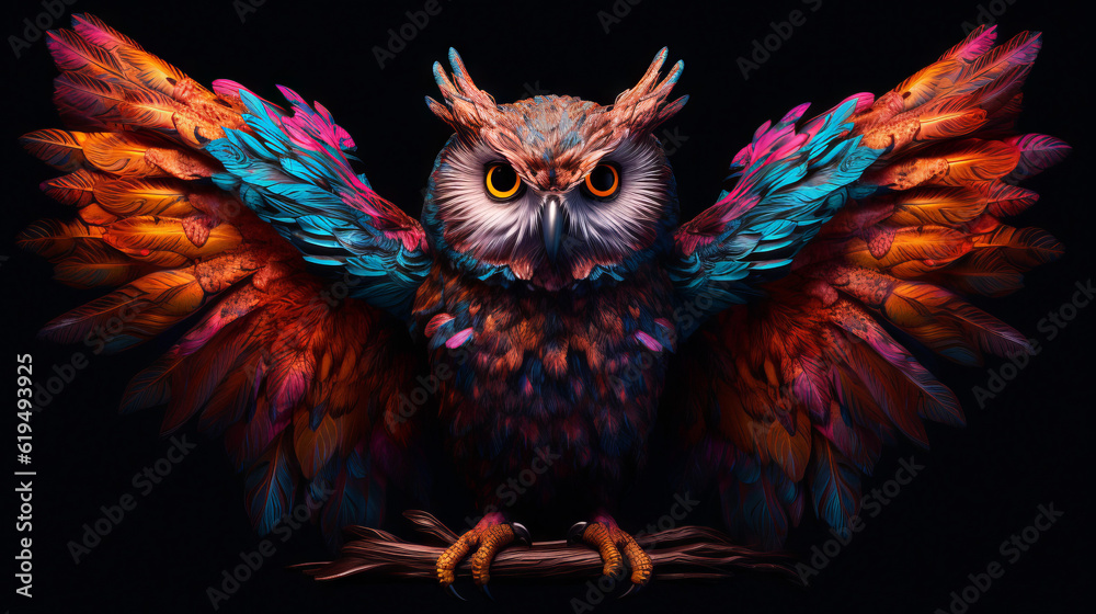 owl with wings, a detailed full body portrait of a owl, generative ai