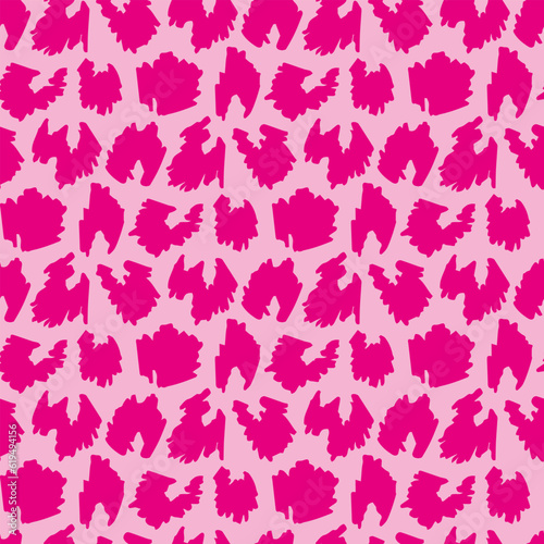 bright pink animalistic pattern on light pink background. Vector image.