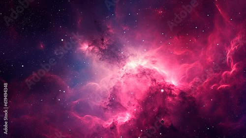 A celestial panorama of the pink galaxy with a twinkling stars, Generative AI