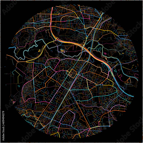 Colorful Map of Sale, North West England with all major and minor roads.
