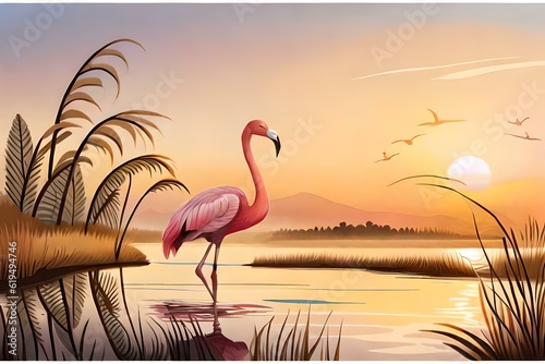 flamingo in natural places generated  by ai