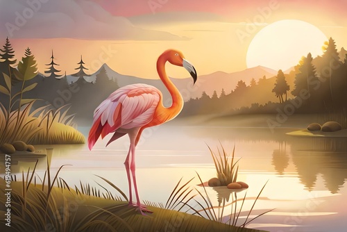 flamingo in natural places generated  by ai