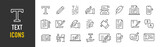 Text web icons in line style. Words, read, copywriting, collection. Vector illustration.