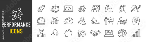 Fotografia Performance web icons in line style
