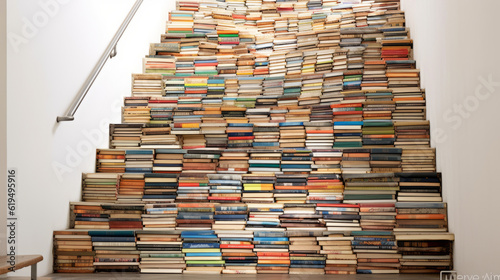 stack of books  big pile of books  generative ai