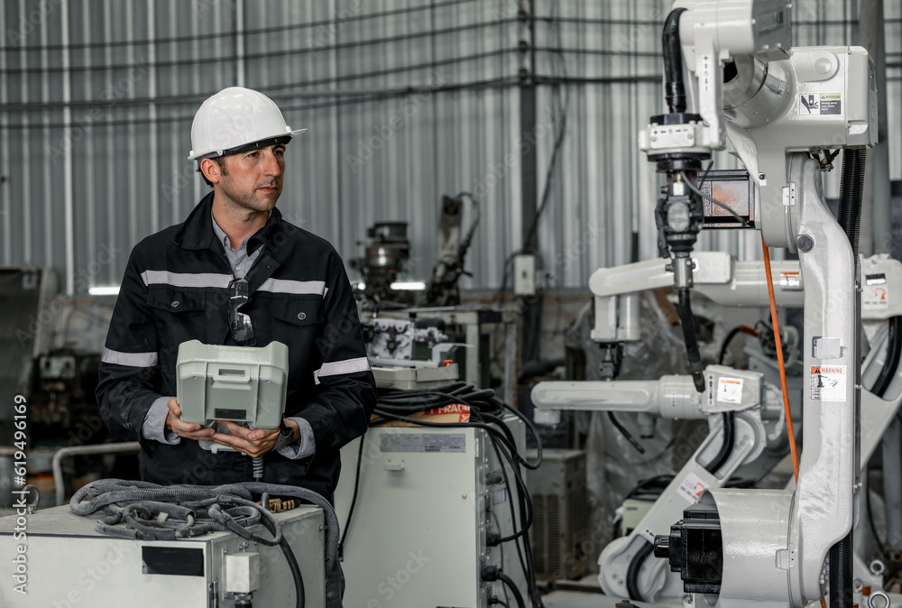 Experienced robotic technicians automate, set up, and give access for a welding process via a control panel display. The production lines are repeatable, reliable, consistent, and self-checking. Experienced robotic technicians automate, set up, and give access for a welding process via a control panel display. The production lines are repeatable, reliable, consistent, and self-checking.