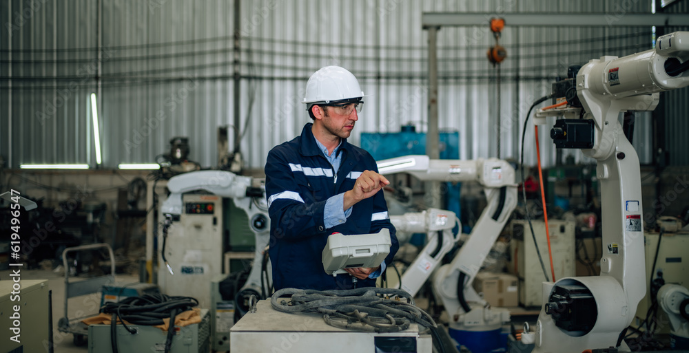 Experienced robotic technicians automate, set up, and give access for a welding process via a control panel display. The production lines are repeatable, reliable, consistent, and self-checking. Experienced robotic technicians automate, set up, and give access for a welding process via a control panel display. The production lines are repeatable, reliable, consistent, and self-checking.