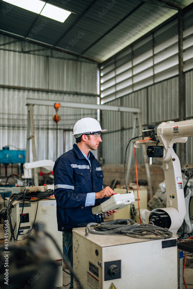 Experienced robotic technicians automate, set up, and give access for a welding process via a control panel display. The production lines are repeatable, reliable, consistent, and self-checking. Experienced robotic technicians automate, set up, and give access for a welding process via a control panel display. The production lines are repeatable, reliable, consistent, and self-checking.