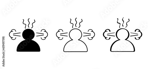 Profile with very angry person. Cartoon aggressive pose, anger, rage or anxiety. angry man expressing. Bad emotion. Unhappy, enraged person. People under stress.