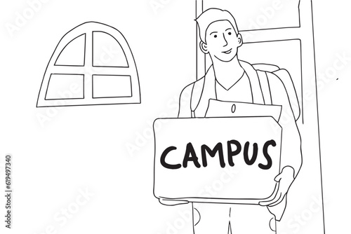 Male students carry and organize things in their dorm rooms