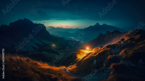 Captivating the Star is colorful at Night Landscape  Exploring the Majestic Beauty of Mountains and the Milky Way Galaxy