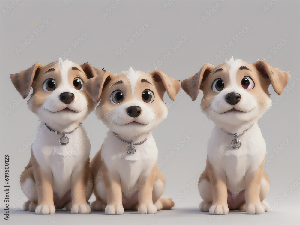 Children's illustration of puppies sitting side by side