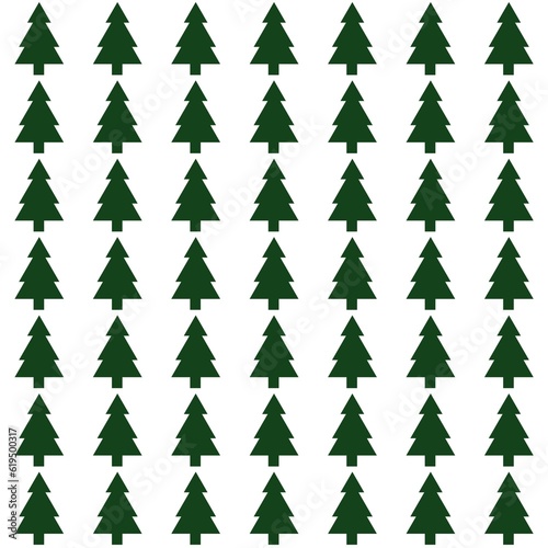 Seamless pattern with Christmas trees on a white background. Vector illustration.