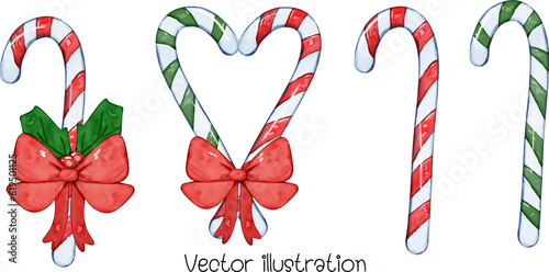 watercolor christmas candy vector illustration christmas day