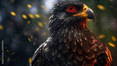 red tailed eagle, bird black hawk portrait, generative ai © TheGoldTiger