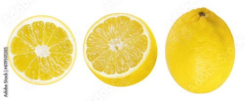Set or collection of lemons on an isolated white background.