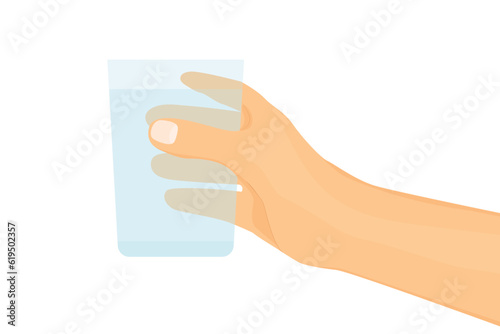 hand giving a glass of water- vector illustration