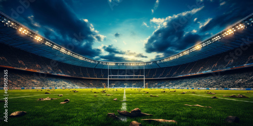 France 2023 Rugby World Cup: Huge Stadium with Fans and Green Grass