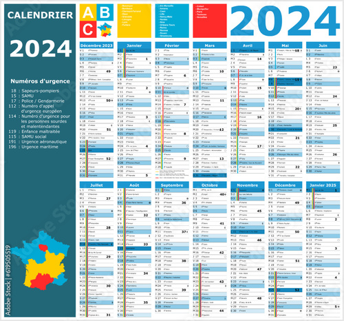 Calendrier 2024 14 mois ntièrement modifiable via calques et texte sans serif