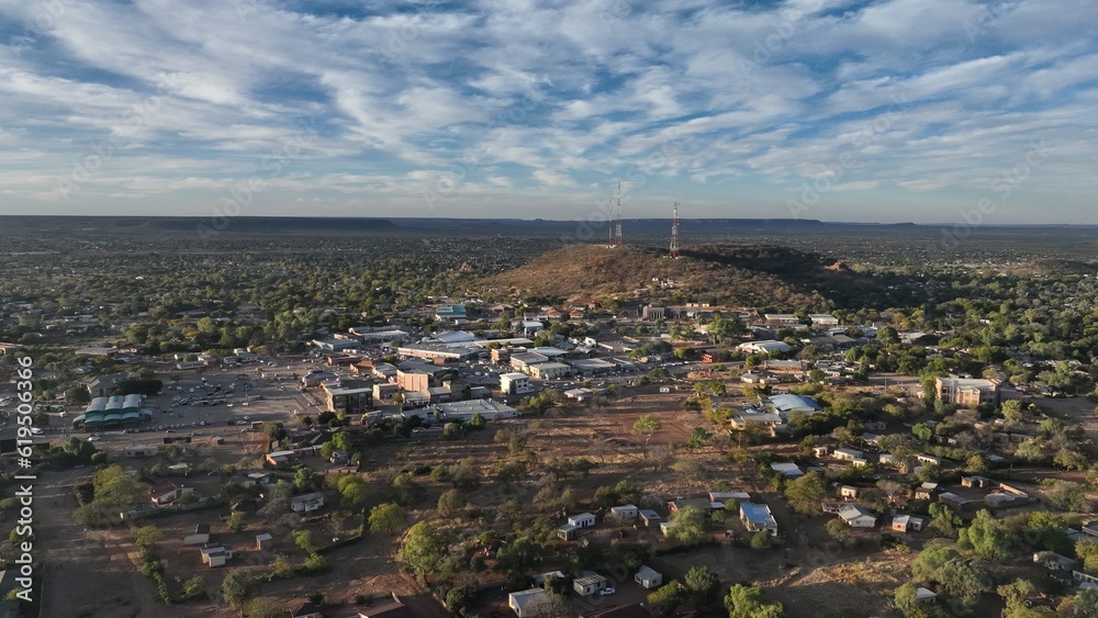 Aerial view of the Village of Serowe, Botswana, Africa
